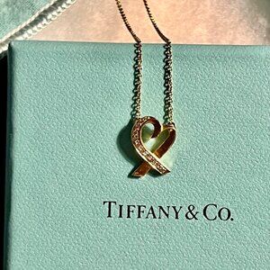 Tiffany & Co. Paloma Picasso 18K Yellow Gold & Diamond Loving Heart Necklace